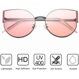 Sport Cat Eye Sunglasses for Women Metal Frame UV400 - Black-red/Pink - CU18S5KQ2HI $10.40