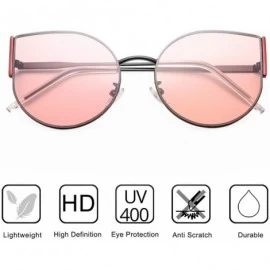 Sport Cat Eye Sunglasses for Women Metal Frame UV400 - Black-red/Pink - CU18S5KQ2HI $23.33