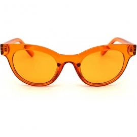 Oval Mod Womens Thick Plastic Oval Hippie Horn Rim Sunglasses - Orange - CB18YX8QE4R $19.89