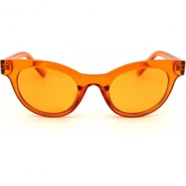 Oval Mod Womens Thick Plastic Oval Hippie Horn Rim Sunglasses - Orange - CB18YX8QE4R $12.90