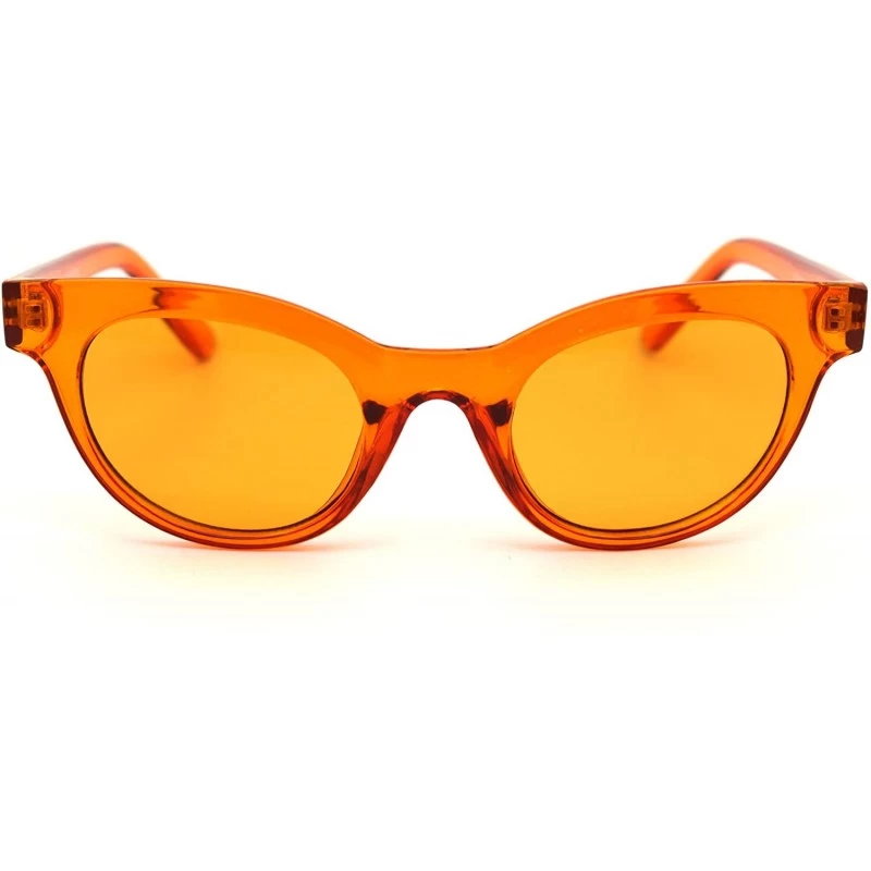 Oval Mod Womens Thick Plastic Oval Hippie Horn Rim Sunglasses - Orange - CB18YX8QE4R $12.90