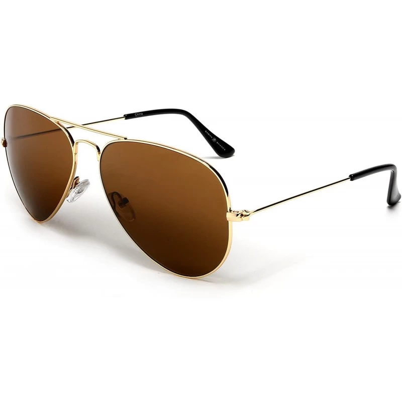 Sport Chuck and Amy Classic Stainless and Glass Lens Military Pilot Sunglasses - Gold - CG12E0DZMLV $28.44