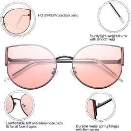 Sport Cat Eye Sunglasses for Women Metal Frame UV400 - Black-red/Pink - CU18S5KQ2HI $10.40