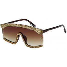 Goggle New Ladies One-piece sunglasses shiny gravel men goggles colorful sunglasses - Brown - CN18WNKAL7H $33.15