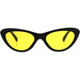 Oval Womens Pop Color Lens Goth Narrow Cat Eye Plastic Sunglasses - Black Yellow - C8189U5RXWT $17.81