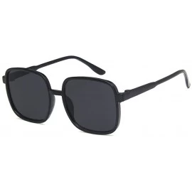Square Unisex Sunglasses Fashion Bright Black Grey Drive Holiday Square Non-Polarized UV400 - Bright Black Grey - C818RKGACD6...