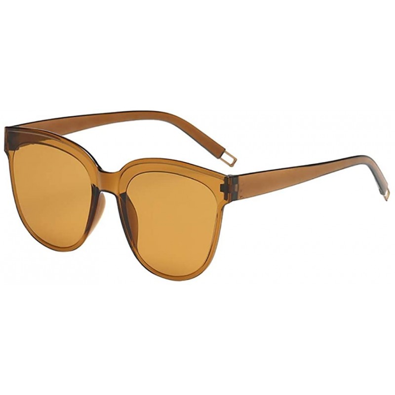 Square Women Men Round Sunglasses Transparent Colorful Lens Square Retro Cateye Vintage Sun Glasses Outdoor Eyewear - CS199GS...