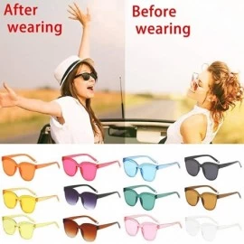 Square Women Men Round Sunglasses Transparent Colorful Lens Square Retro Cateye Vintage Sun Glasses Outdoor Eyewear - CS199GS...