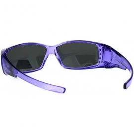 Rectangular Womens Rhinestone Rectangular Polarized Fit Over Glasses Sunglasses - Purple Black - CQ12MX62P06 $9.81