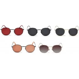 Round Women's Polarized Sunglasses Men Retro Orange Metal Frame Round Sun Glasses Female UV400 - Black With Red - CZ18AQUXDE4...