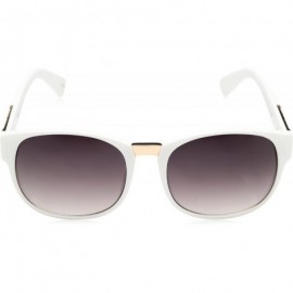 Oval Women's R3193 Rectangular Sunglasses with Metal Bridge & 100% UV Protection - 55 mm - White - CW129HHB34Z $46.79