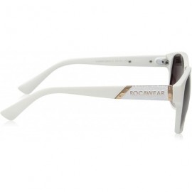 Oval Women's R3193 Rectangular Sunglasses with Metal Bridge & 100% UV Protection - 55 mm - White - CW129HHB34Z $46.79