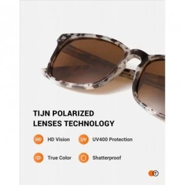Square Polarized Sunglasses for Women Men Classic Trendy Stylish Sun Glasses 100% UV Protection - 03-marble(brown Lens) - C51...