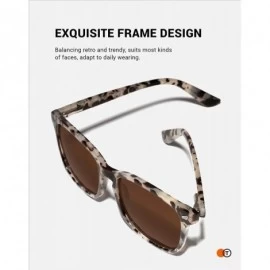 Square Polarized Sunglasses for Women Men Classic Trendy Stylish Sun Glasses 100% UV Protection - 03-marble(brown Lens) - C51...