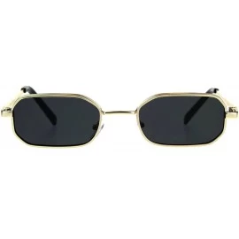 Rectangular Rectangular Heptagon Shape Sunglasses Small Indie Fashion Shades UV 400 - Gold (Black) - C518GG8Y7HA $20.03