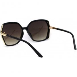 Rectangular Womens Rhinestone Jewel Trim Rectangular Butterfly Sunglasses - Black Gold Brown - CA193MQ9QYU $12.07