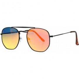 Rectangular Color Mirror Retro Vintage Flat Top Bridge Dad Shade Sunglasses - Black Orange Mirror - C818Q0CXA3R $13.46