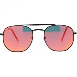 Rectangular Color Mirror Retro Vintage Flat Top Bridge Dad Shade Sunglasses - Black Orange Mirror - C818Q0CXA3R $13.46