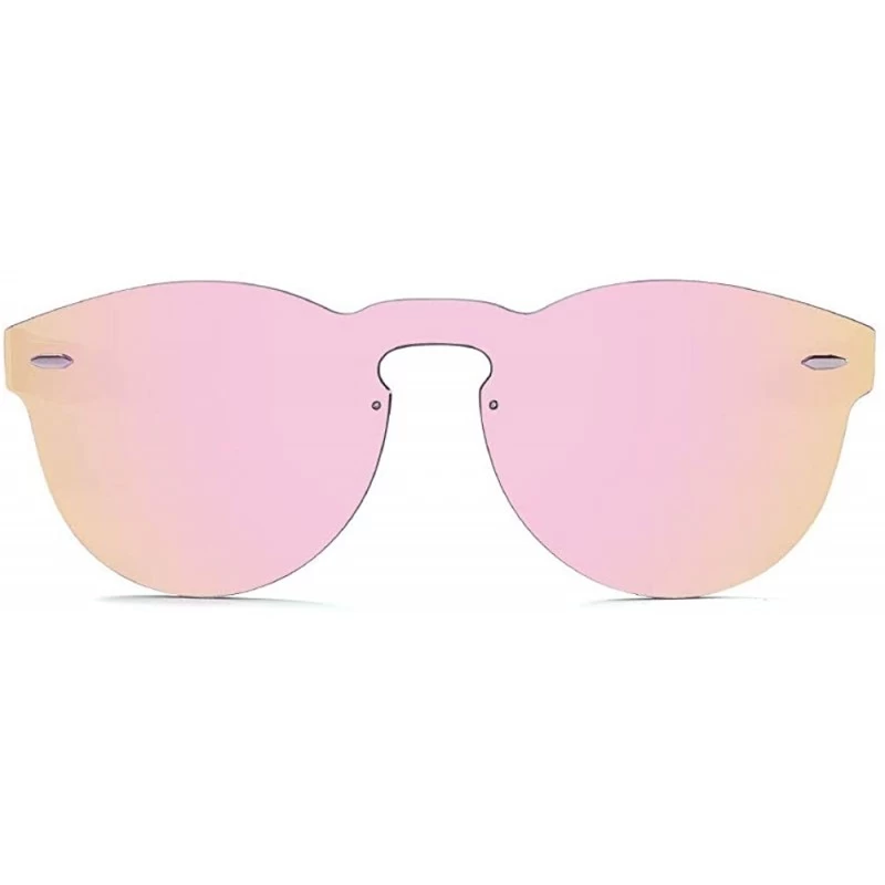 Rimless Vintage Round Rimless One Piece Lightweight Sunglasses Frameless Mirrored Eyewear For Women Men UV Protection - CG183...