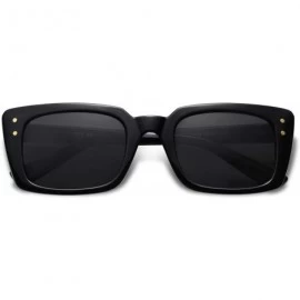 Goggle Retro Rectangular Polarized Sunglasses Women Flat Lens LUNA SJ2095 - C1 Black Frame/Grey Lens - C2198S24QLI $25.83