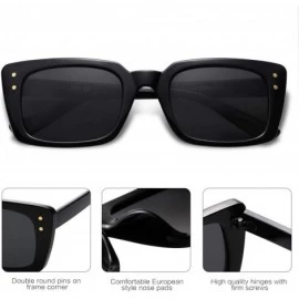 Goggle Retro Rectangular Polarized Sunglasses Women Flat Lens LUNA SJ2095 - C1 Black Frame/Grey Lens - C2198S24QLI $16.77