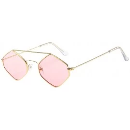 Round Irregular Sunglasses-Rhombus Frame Sunglasses Women Men Vintage Retro Glasses Unisex Eyewear (I) - I - CT18R3GIQHW $7.68