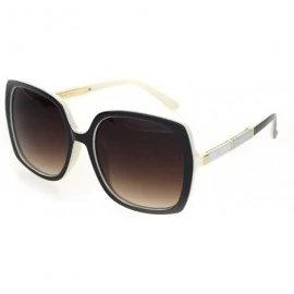 Butterfly Womens Glitter Trim Arm Rectangular Butterfly Sunglasses - Black White Brown - C918OQUNE04 $11.62