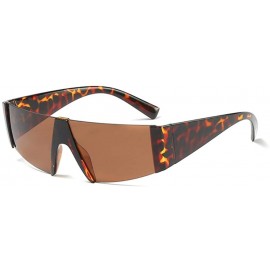 Shield Half Framed Shield Sunglasses for Women Men Cyberpunk Thick Rimmed Semi Rimless - Tortoise Brown - C318SXU9OC0 $33.98