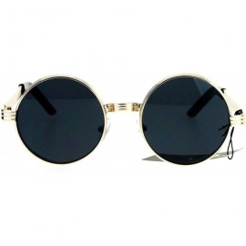 Round Steampunk Thick Metal Round Circle Lens Vintage Victorian Sunglasses - White Gold - CW17WTWWXM2 $11.25
