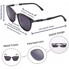 Wrap Retro Round Trendy Polarized Sunglasses for Women and Men UV400 Protection - Black Frame+gray Lens03 - CN18L209W06 $19.89