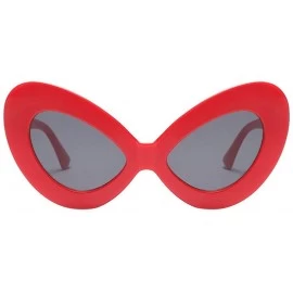 Goggle Women Vintage Big Oval Shape Frame Sunglasses Fashion Bat Eyes Eyewear Ladies - E - CI18TKUOQ09 $9.84