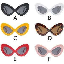 Goggle Women Vintage Big Oval Shape Frame Sunglasses Fashion Bat Eyes Eyewear Ladies - E - CI18TKUOQ09 $9.84