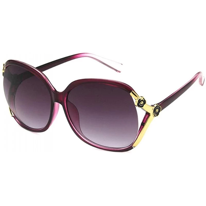 Oval Women Sunglasses Retro Black Drive Holiday Oval Non-Polarized UV400 - Purple - C518RKH25TX $7.88