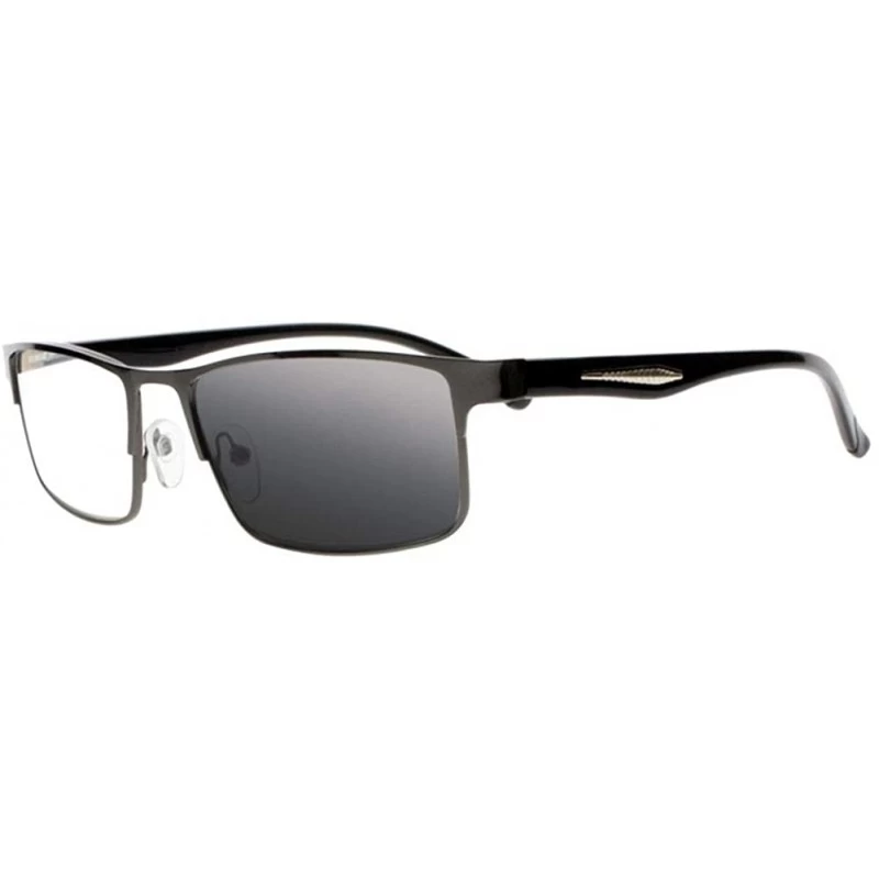 Rectangular Mens Vintage Nerd Geek Transition Photochromic Bifocal Reading Glasses UV400 Sunglasses - Black - CL18I8SSRT3 $17.63