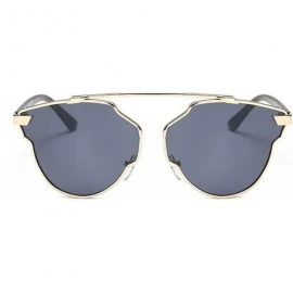 Oval Retro Classic Sunglasses for women metal Resin UV400 Sun glasses - Gold Gray - CT18SASX7UZ $20.92