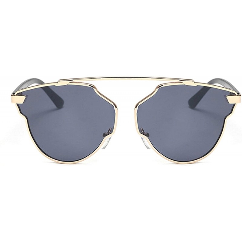 Oval Retro Classic Sunglasses for women metal Resin UV400 Sun glasses - Gold Gray - CT18SASX7UZ $20.92