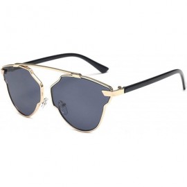Oval Retro Classic Sunglasses for women metal Resin UV400 Sun glasses - Gold Gray - CT18SASX7UZ $20.92