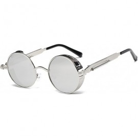 Round Retro Steampunk Fashion Round Metal Circle Frame Sunglasses - Silver-silver - CM1804NMOW8 $23.94