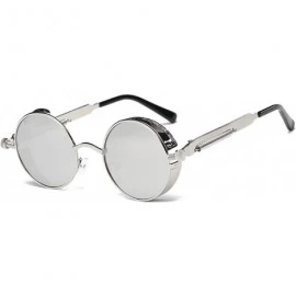 Round Retro Steampunk Fashion Round Metal Circle Frame Sunglasses - Silver-silver - CM1804NMOW8 $10.35