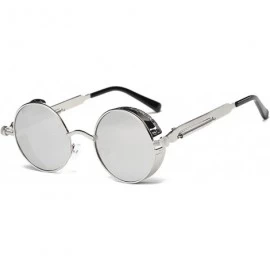 Round Retro Steampunk Fashion Round Metal Circle Frame Sunglasses - Silver-silver - CM1804NMOW8 $21.87