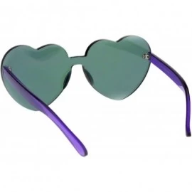 Rimless Monoblock Heart Shape Sunglasses Womens Fashion Mirror Lens UV 400 - Purple - C718GZR6W60 $9.86