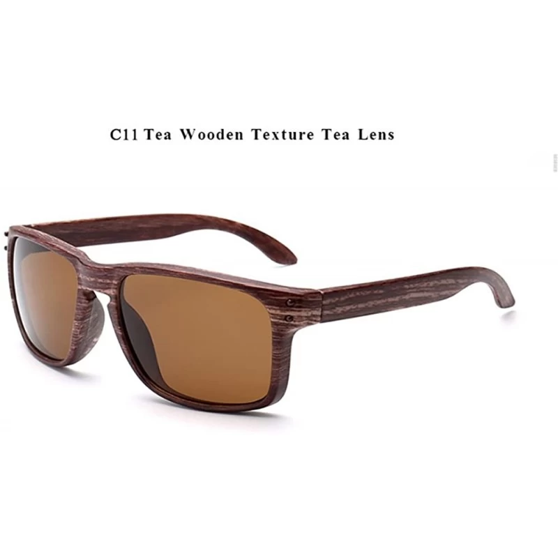 Rectangular Genuine Wood look reflective UV400 sunglasses 2019 fashion for men and women - C11 - CV18ET9SHWO $10.63