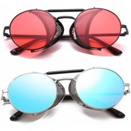 Goggle Steampunk Sunglasses Vintage sideshield glasses - Blue - CL18SHH79ZX $13.72