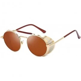 Goggle Steampunk Sunglasses Vintage sideshield glasses - Blue - CL18SHH79ZX $13.72
