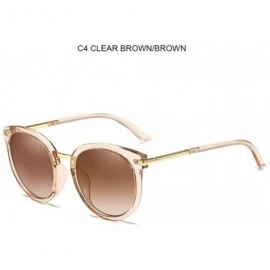 Aviator 2019 New Fashion Round Plastic Women C1 Black Grey 2754 With Pouch And Cloth - C4 Clear Brown 2754 - CZ18Y2OD7GE $21.76