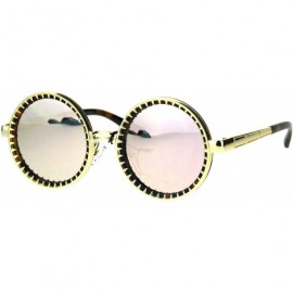 Round Steampunk Color Mirror Lens Round Circle Lens Victorian Sunglasses - Gold Pink - C517AZ3XH9T $27.93
