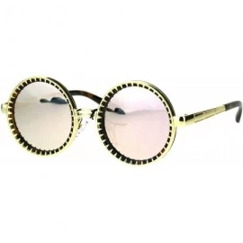 Round Steampunk Color Mirror Lens Round Circle Lens Victorian Sunglasses - Gold Pink - C517AZ3XH9T $26.17