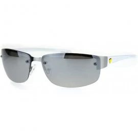 Rimless Mens 90s Rimless Narrow Rectangular Luxury Designer Style Classy Sunglasses - Silver White Silver Mirror - CA18QY9SSK...