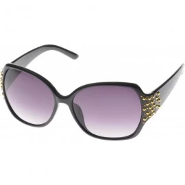 Square Studded Square Sunglasses - Black-gold - CF11O10FVYR $9.92