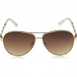 Shield Women's 1025SP Classic Aviator Sunglasses with Chain Temple Detail & 100% UV Protection - 60 mm - Gold/White - CR18NTZ...